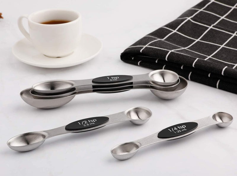 forkmannie Magnetic Measuring Spoons Set of 5 Stainless Steel Dual Sided Stackable Teaspoon for Measuring Dry and Liquid Ingredients - Image 5